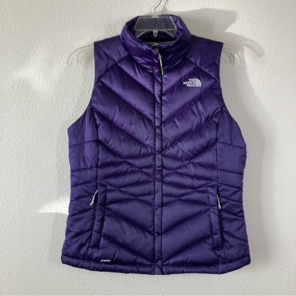 THE NORTH FACE Women Puffer Vest 550 Goose Down  Zip Up Winter Travel Purple M - Picture 11 of 11